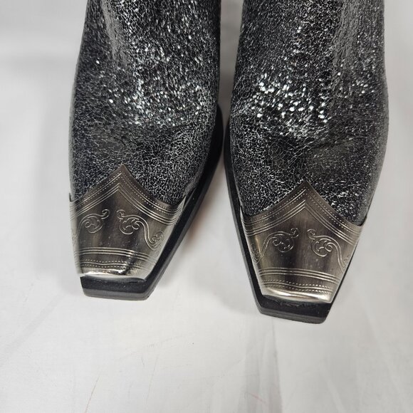 Free People Vero Cuoio Metallic Black Brayden Ankle Boots Silver Toe Sz 36 or 6 - Picture 5 of 10